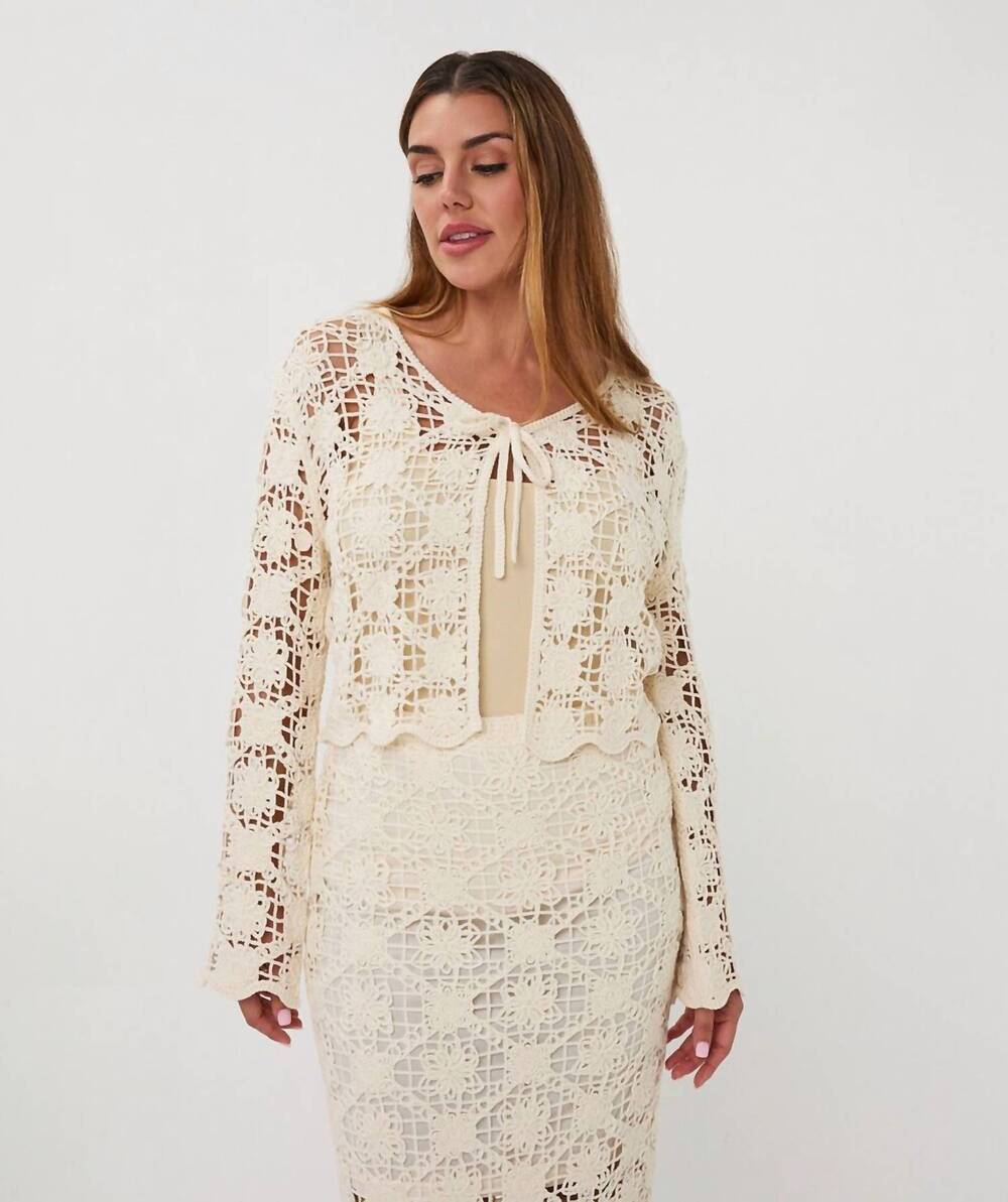 NEW ESQUALO tape yarn cardigan in natural